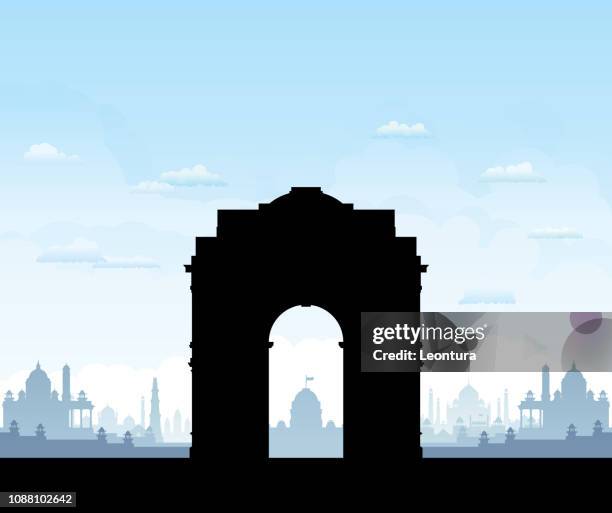 india gate (alle gebäude sind separate und komplett) - mumbai gateway of india stock-grafiken, -clipart, -cartoons und -symbole