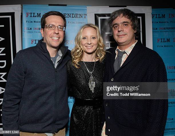 Ed Helms, Anne Heche and Director Miguel Arteta at a 2011 Film Independent Screening Series: "Cedar Rapids" at the Landmark Theater on February 3,...
