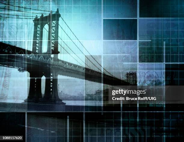 Modern Art Inspired New York City Bridge, Stock-Foto
