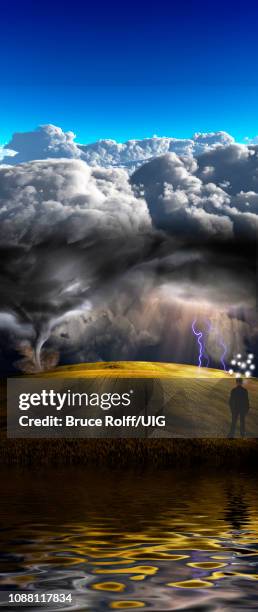 water, earth, sky, space - man dark background stock illustrations