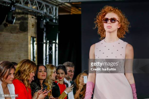 Model Anna Ermakova walks the runway during the Rodenstock Eyewear Show 'A New Vision of Style' at Isarforum on January 24, 2019 in Munich, Germany.