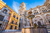 The facade of Malaga Cathedral