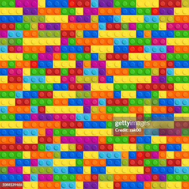 lego kunststoff spielzeug vektor nahtlose - brick pattern stock-grafiken, -clipart, -cartoons und -symbole