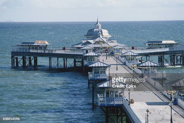 The pier at the seaside town of Llandudno on the coast between Bangor and Colwyn Bay, Wales, July 1997. At 2,295 ft the pier is the longest in Wales...