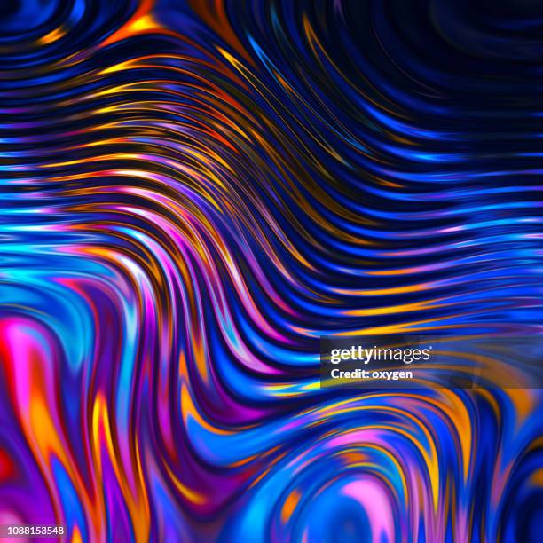 trendy colorful holographic abstract wave background - spectre lumineux photos et images de collection