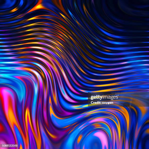 trendy colorful holographic abstract wave background - fluid color background stockfoto's en -beelden