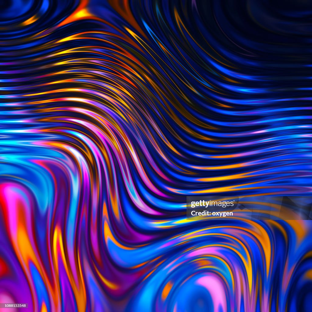 Trendy colorful Holographic abstract wave background