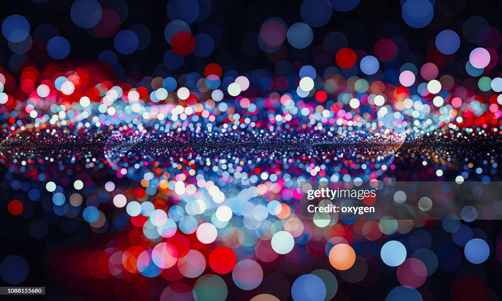 Abstract red and blue bokeh sparkling spray circle