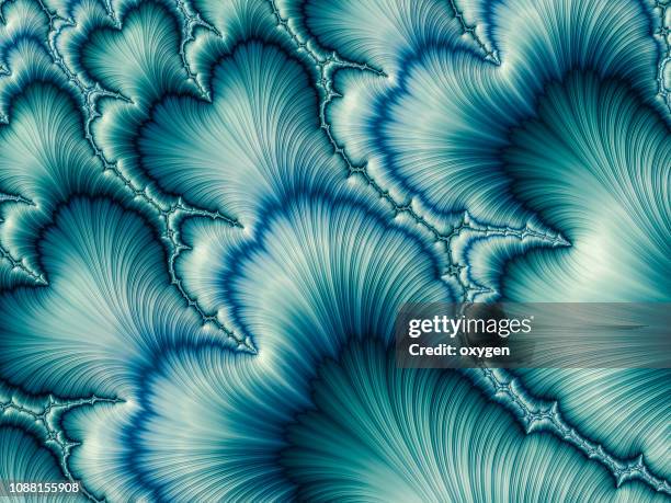 aqua and green psychedelic fractal background like floral petal - turquoise colored nature stock pictures, royalty-free photos & images