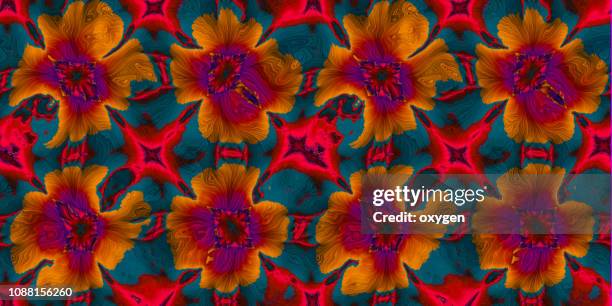 seamless kaleidoscopic floral pattern background - bohemia stock pictures, royalty-free photos & images