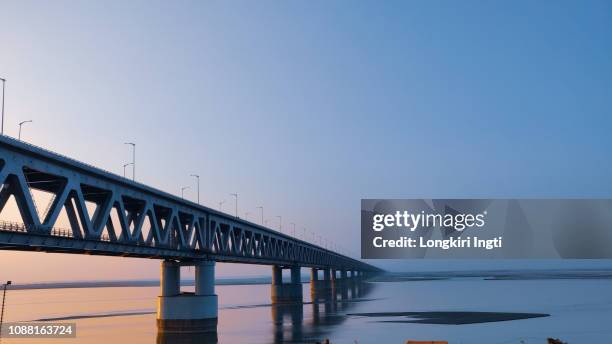 bogibeel bridge : india's longest road-cum-rail bridge - assam stock pictures, royalty-free photos & images