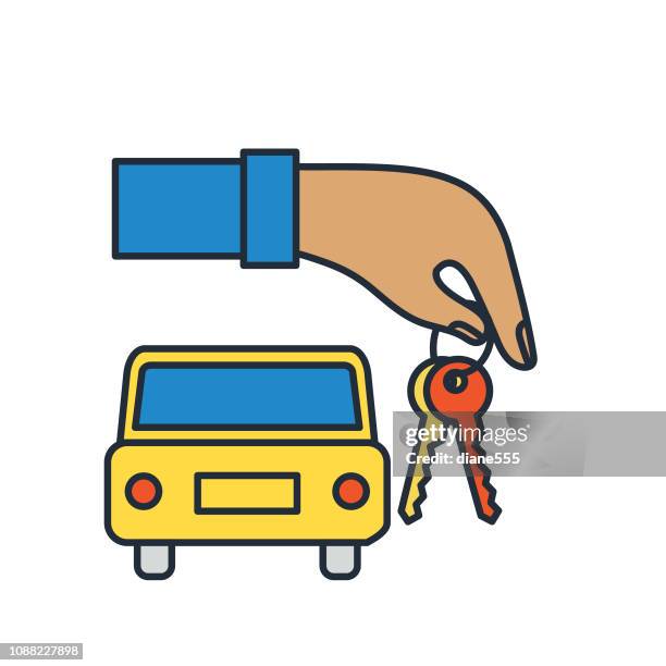 vehicle key thin line icon ride sharing concept - uber stock illustrations