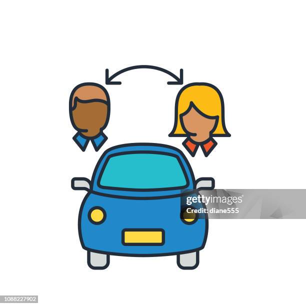 vehicle exchange people thin line icon ride sharing concept - uber lyft logo stock illustrations