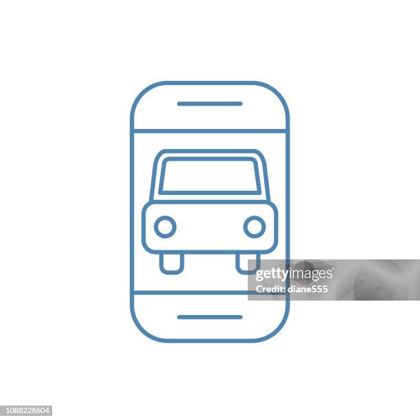 ride share mobile phone thin line icon ride sharing concept - uber stock illustrations