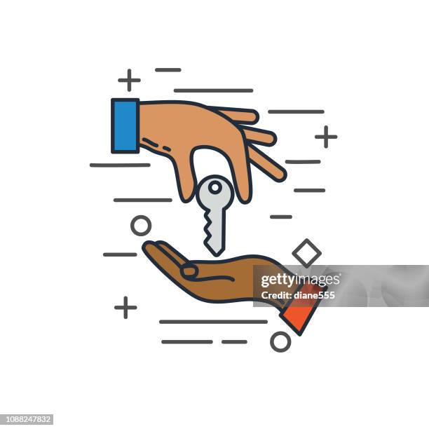 key exchange thin line icon ride sharing concept - ignition key icon stock illustrations
