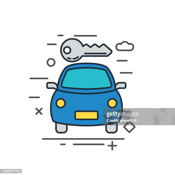 thin line icon ride sharing concept - uber stock illustrations