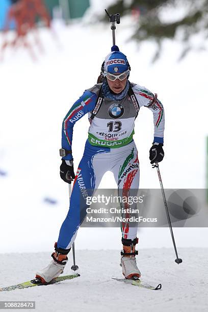 Michela Ponza of Italy competes in the women's sprint during the E.ON IBU Biathlon World Cup on February 4, 2011 in Presque Isle, United States.