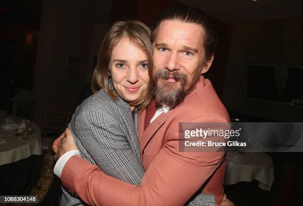 Maya Hawke and father Ethan Hawke pose at the opening night after party for the Roundabout Theatre Company's production of Sam Shepard's "True West"...