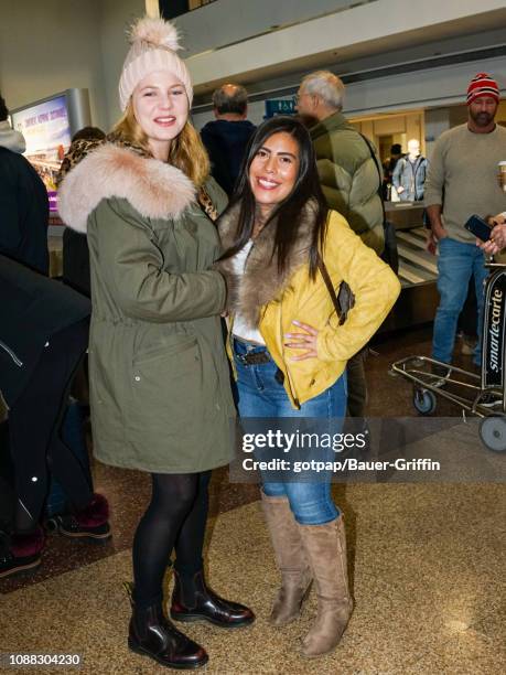 Adelaide Clemens is seen at Salt Lake International Airport on January 24, 2019 in Park City, Utah.