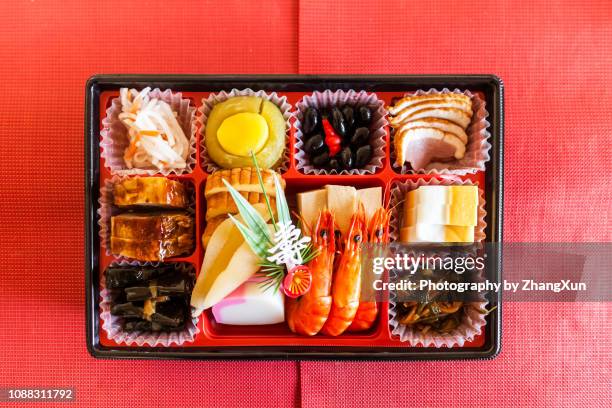 japanese traditional new year's food, osechi dish. - 御節料理 個照片及圖片檔