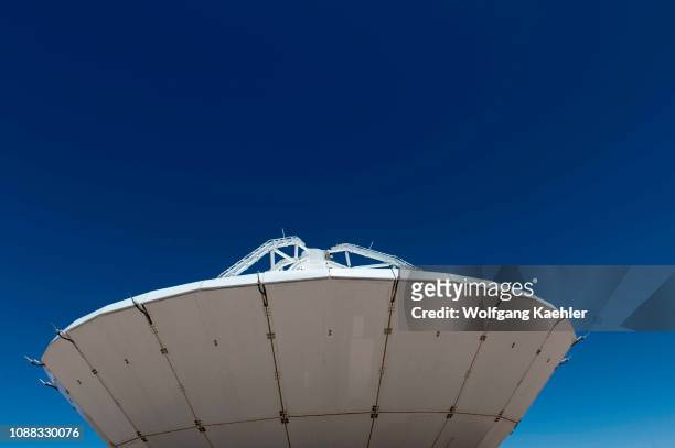 An older radio telescopes model at the ALMA facilities, which is an astronomical interferometer of radio telescopes in the Atacama Desert of northern...