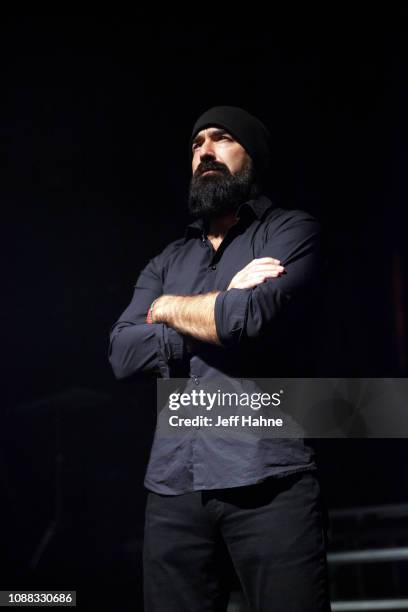 Mike "Beard Guy" Taylor of Walk Off the Earth performs at The Fillmore Charlotte on November 06, 2018 in Charlotte, North Carolina. Taylor passed...