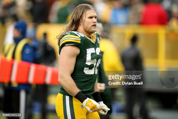 Clay Matthews of the Green Bay Packers walks off the field after losing to the Detroit Lions 31-0 at Lambeau Field on December 30, 2018 in Green Bay,...