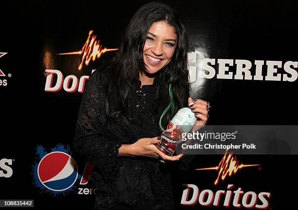 Actress Jessica Szohr attends the PepsiCo Super Bowl Weekend Kickoff Party featuring Lenny Kravitz and DJ Pauly D at Wyly Theater on February 4, 2011...