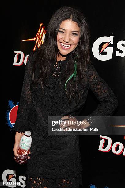 Actress Jessica Szohr attends the PepsiCo Super Bowl Weekend Kickoff Party featuring Lenny Kravitz and DJ Pauly D at Wyly Theater on February 4, 2011...