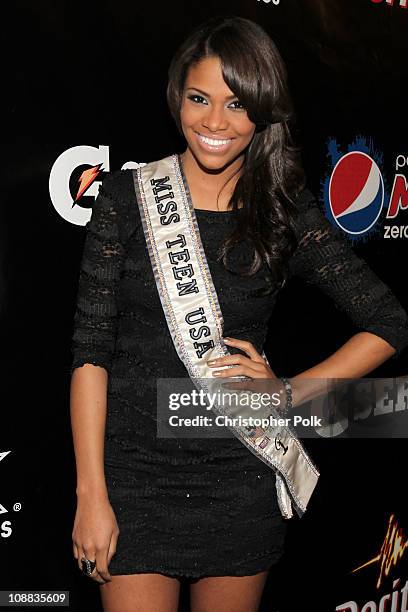 Miss Teen USA Kamie Crawford attends the PepsiCo Super Bowl Weekend Kickoff Party featuring Lenny Kravitz and DJ Pauly D at Wyly Theater on February...