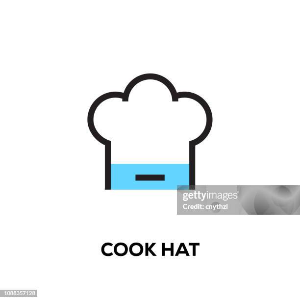 flat line design style modern vector cook hat icon - chef logo stock illustrations