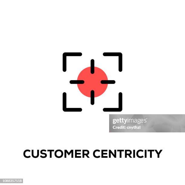 flache linie stil moderne vektor customer centricity designikone - focus logo stock-grafiken, -clipart, -cartoons und -symbole