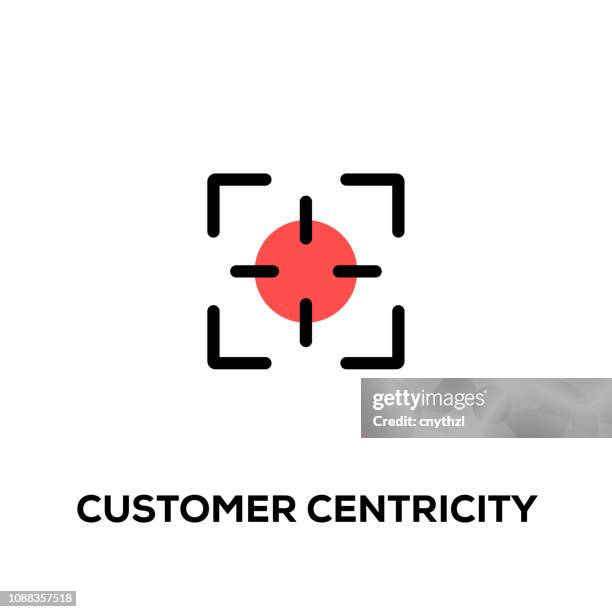 flache linie stil moderne vektor customer centricity designikone - bildschärfe stock-grafiken, -clipart, -cartoons und -symbole