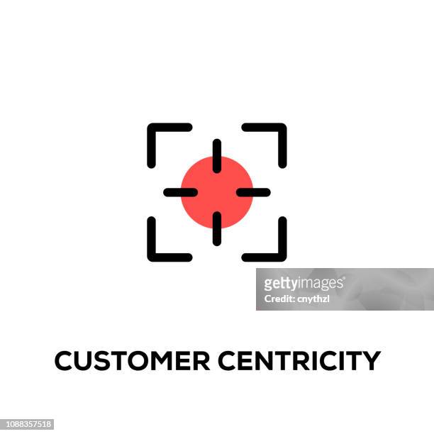 flat line design style modern vector customer centricity icon - image focus technique stock illustrations