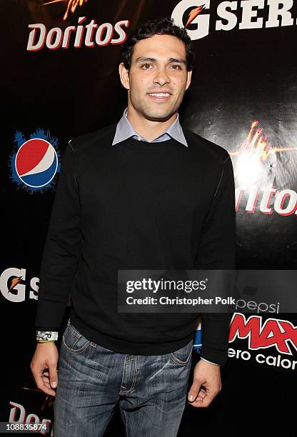Player Mark Sanchez of the New York Jets attends the PepsiCo Super Bowl Weekend Kickoff Party featuring Lenny Kravitz and DJ Pauly D at Wyly Theater...