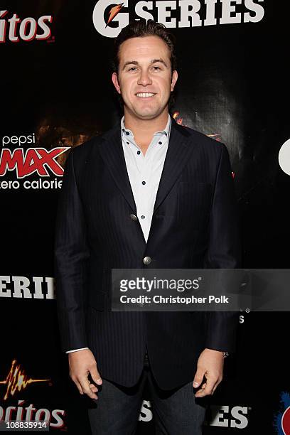 Major League Baseball player Evan Longoria of the Tampa Bay Rays attends the PepsiCo Super Bowl Weekend Kickoff Party featuring Lenny Kravitz and DJ...