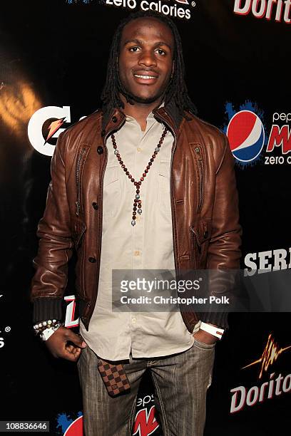 Player Jamaal Charles of the Kansas City Chiefs attends the PepsiCo Super Bowl Weekend Kickoff Party featuring Lenny Kravitz and DJ Pauly D at Wyly...