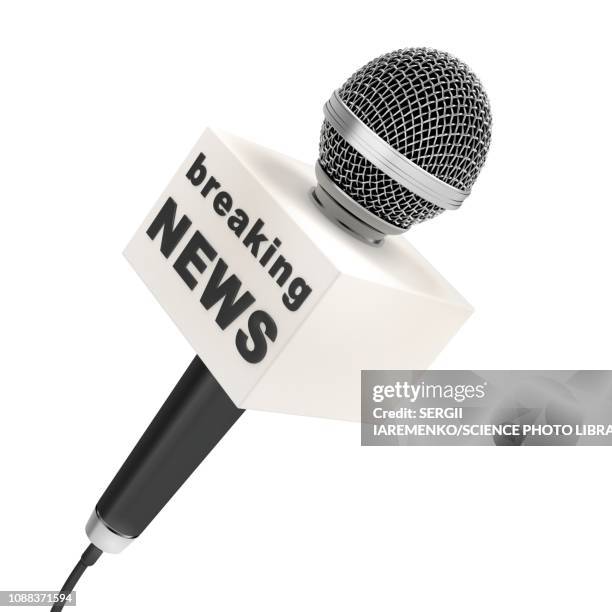 bildbanksillustrationer, clip art samt tecknat material och ikoner med breaking news, conceptual illustration - mikrofon