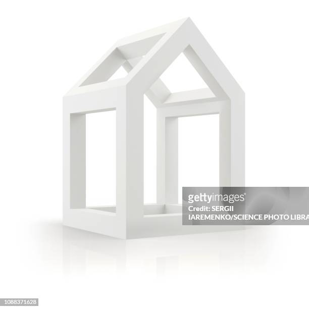 ilustrações de stock, clip art, desenhos animados e ícones de 3d model of house, illustration - modell