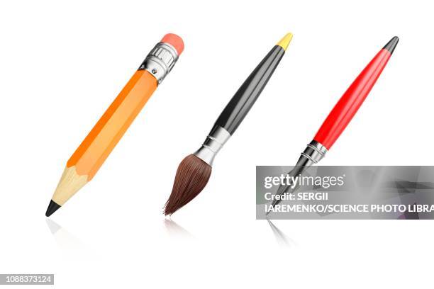 ilustrações de stock, clip art, desenhos animados e ícones de art tools, illustration - lápis de cor
