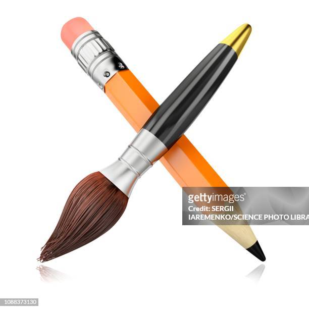stockillustraties, clipart, cartoons en iconen met art, conceptual illustration - 3d render pencils