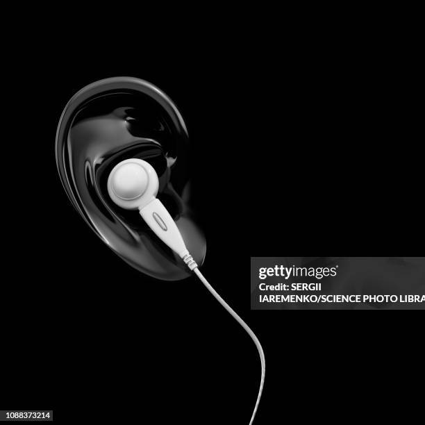 illustrations, cliparts, dessins animés et icônes de using earphones, illustration - in ear headphones