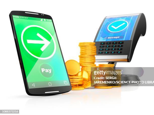 nfc technology, illustration - mobile payment stock illustrations