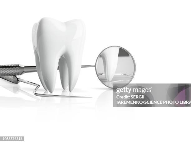 ilustraciones, imágenes clip art, dibujos animados e iconos de stock de dental treatment, conceptual illustration - espejo dental