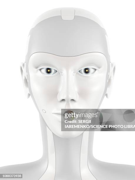 robotic head, illustration - cyborg stock illustrations