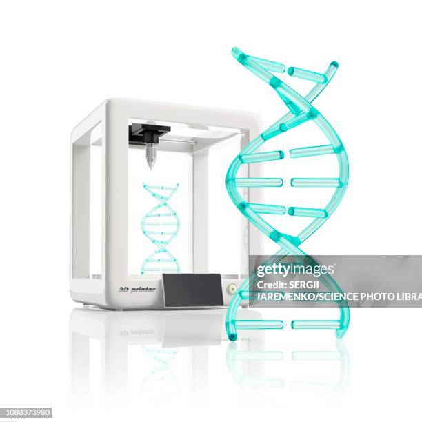 artificial dna molecule, illustration - 3d printer stock illustrations
