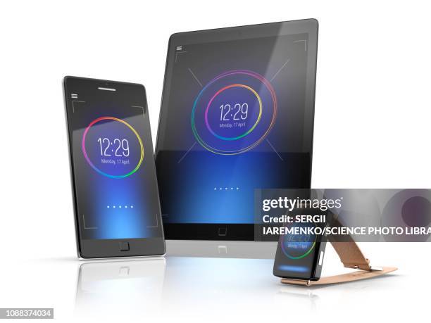 smart devices, illustration - tablet 3d stock-grafiken, -clipart, -cartoons und -symbole