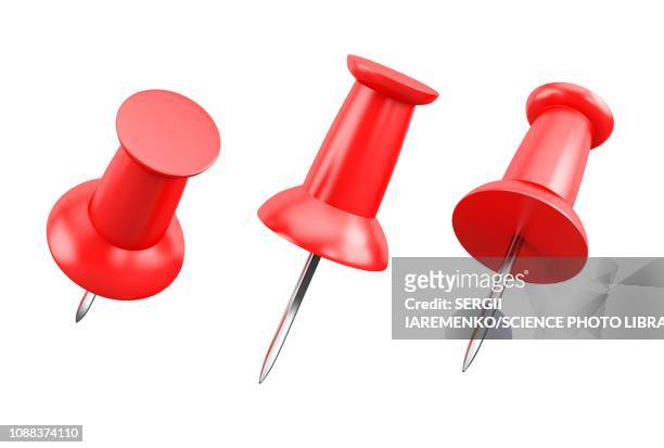 red pushpins, illustration - pin stock illustrations