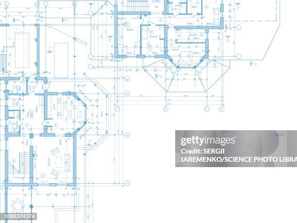 architectural plans, illustration - plan document stock illustrations