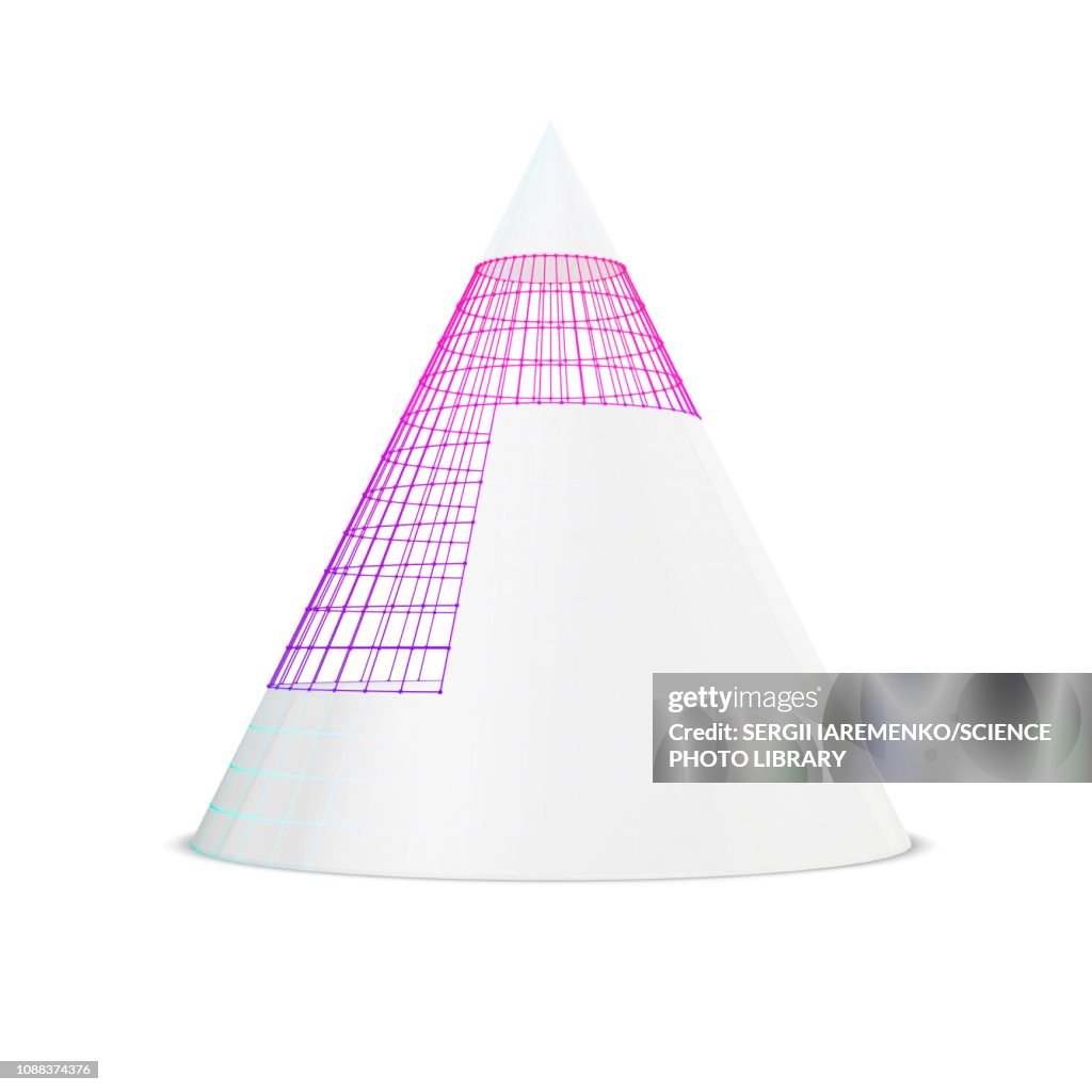 Conical Wireframe White Cone With Visible Wireframe Illustration High-Res Vector Graphic ...